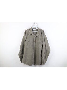 Vtg 70s Five Brother Dakota Mens XL Distressed Chamois Cloth Button Shirt USA